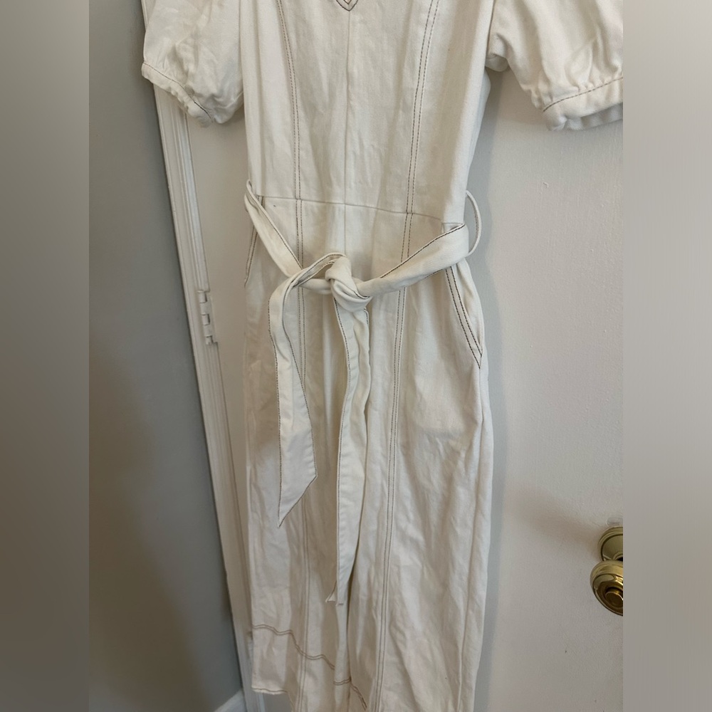 White Denim Jumpsuit - Picture 6 of 10